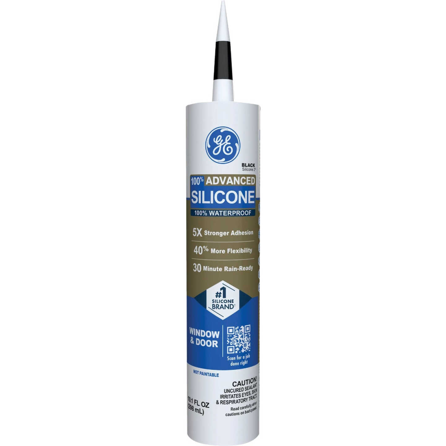 GE Advanced Silicone Window & Door Sealant, Black, 10.1 Oz. Cartridge Image 1