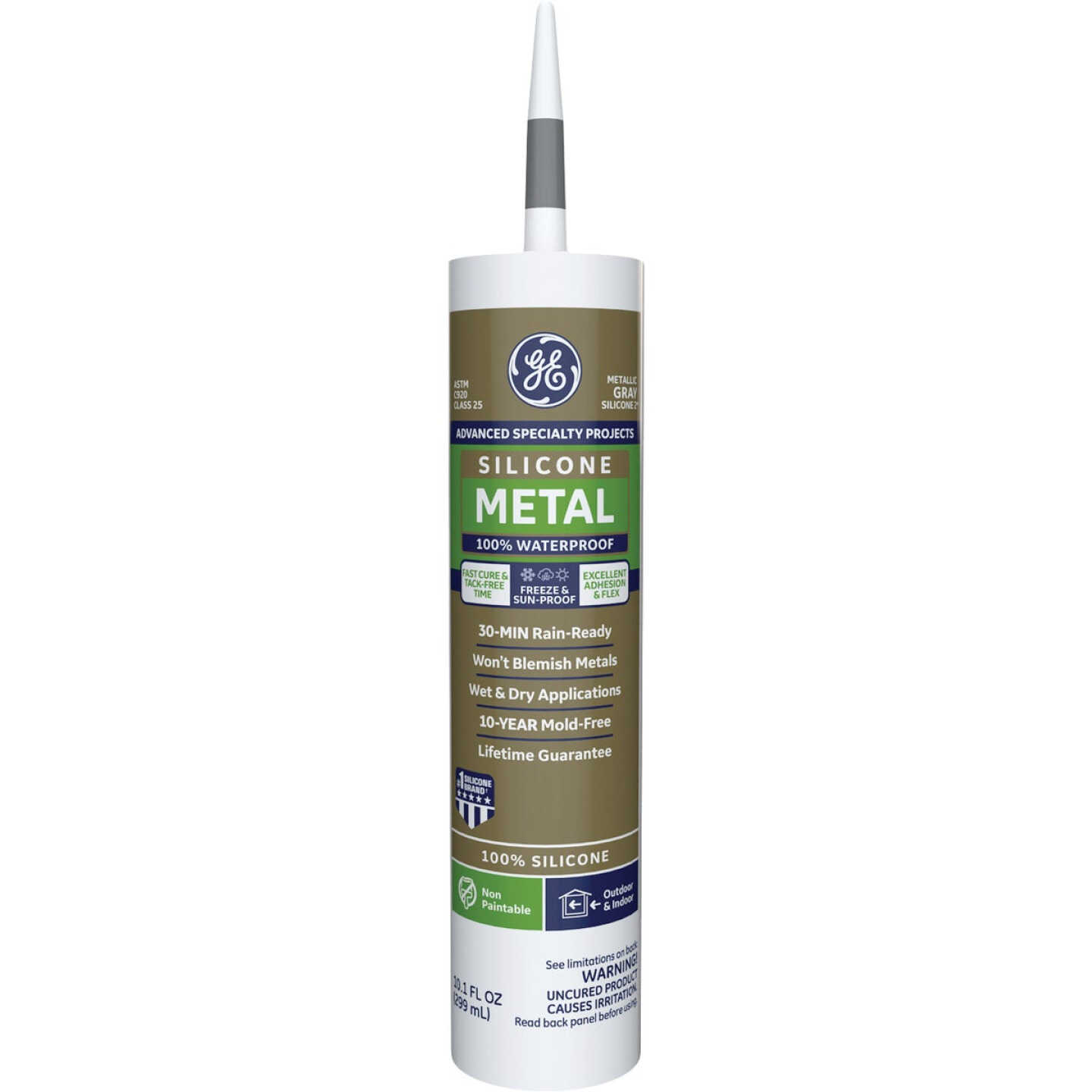 GE Metal Silicone Advanced Speciality Products, Metallic Gray, 10.1 Oz. Cartridge Image 1
