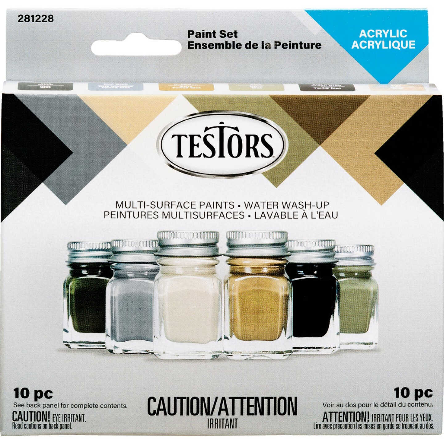 Testors Acrylic Paint Set (Black, Gray, Dark Tan, Olive, Green, Tan) Image 1