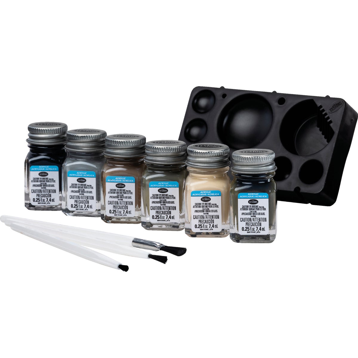 Testors Acrylic Paint Set (Black, Gray, Dark Tan, Olive, Green, Tan) Image 4