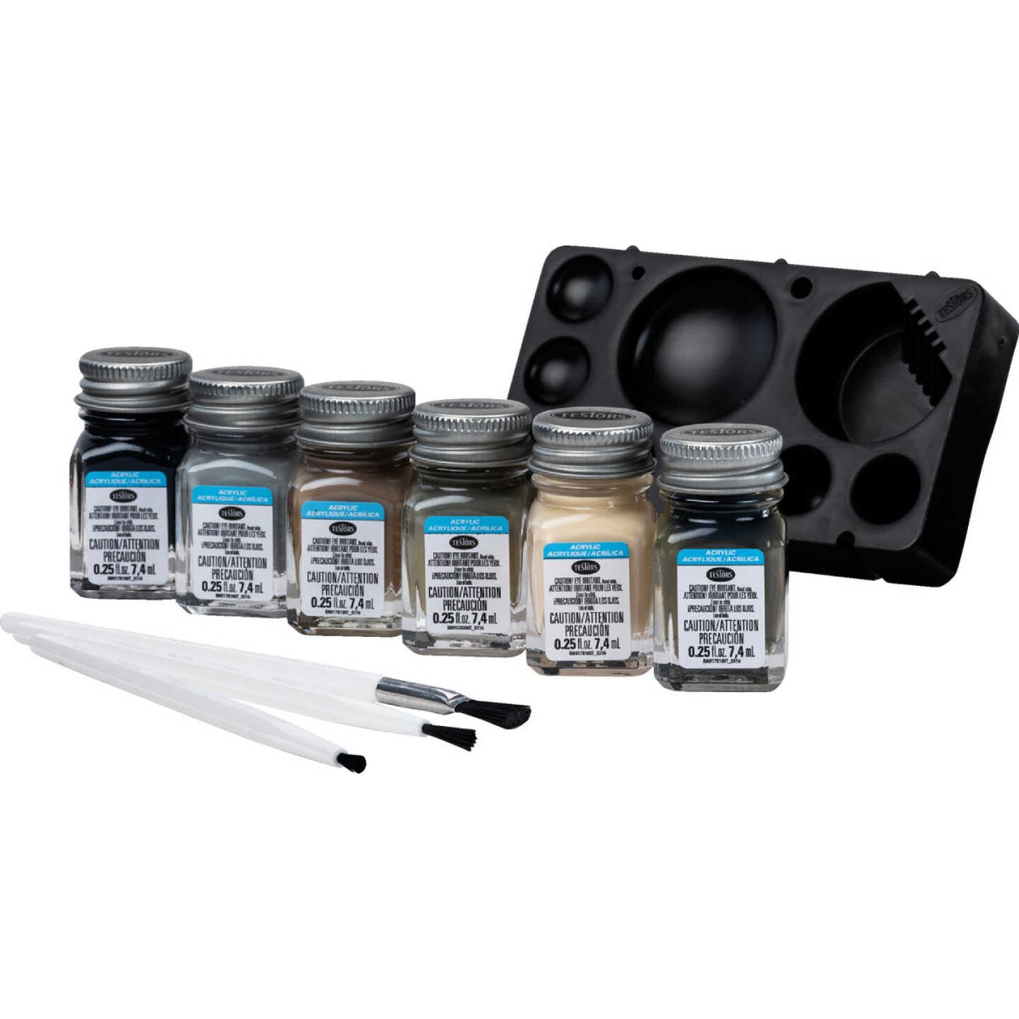 Testors Acrylic Paint Set (Black, Gray, Dark Tan, Olive, Green, Tan) Image 4
