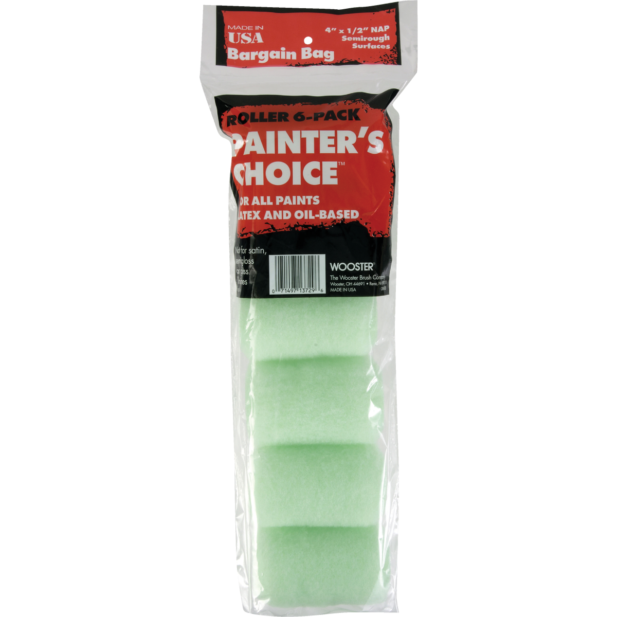 Wooster Painter's Choice 4 In. x 1/2 In. Knit Fabric Roller Cover (6-Pack) Image 1