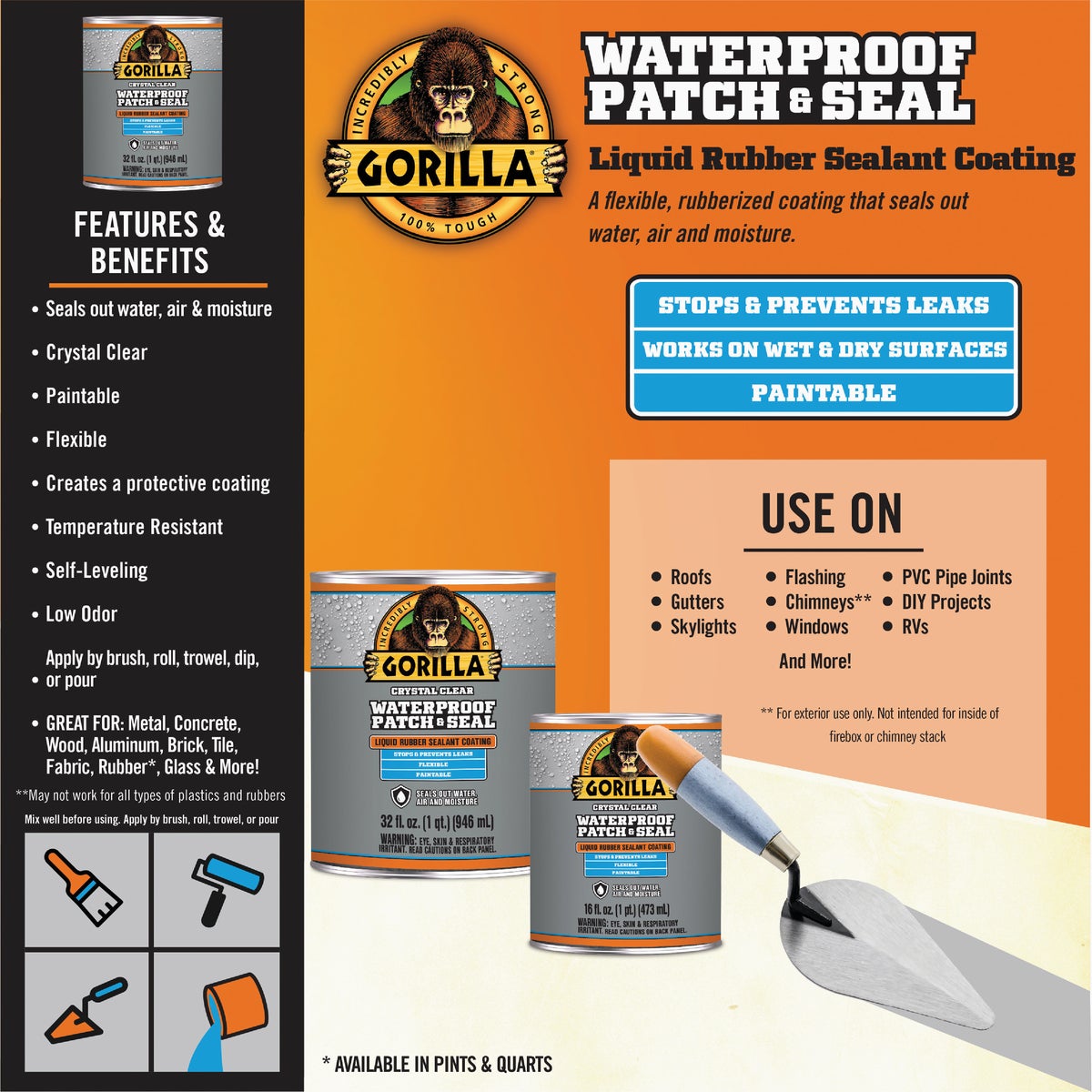 Gorilla 32 Oz. Clear Waterproof Patch & Seal Liquid Image 4