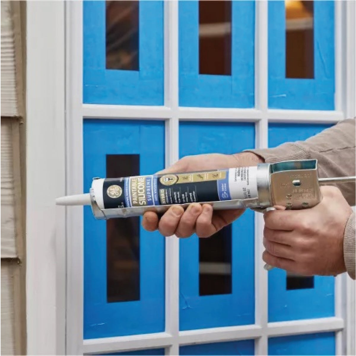 GE Supreme Paintable Silicone Window & Door Sealant, White, 9.5 Oz. Cartridge Image 3