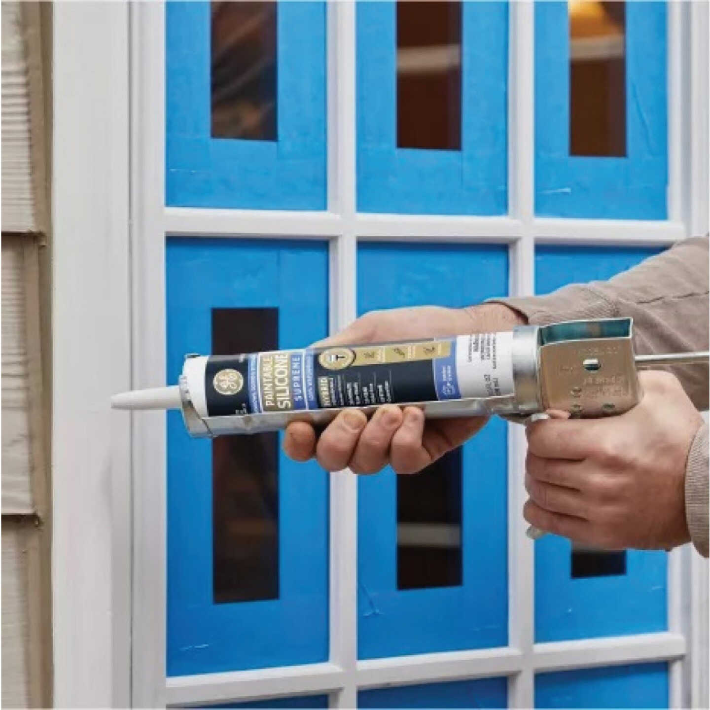 GE Supreme Paintable Silicone Window & Door Sealant, White, 9.5 Oz. Cartridge Image 3