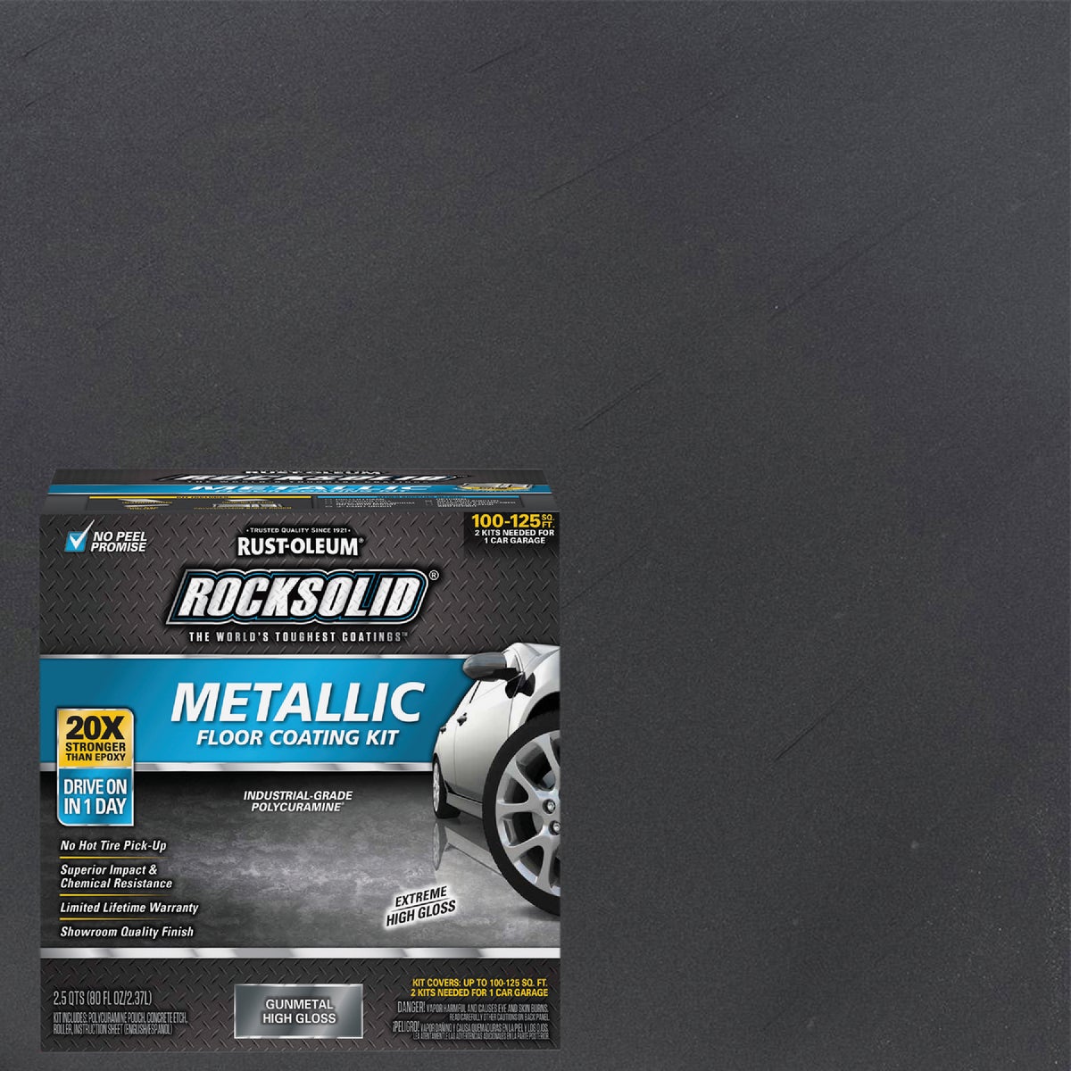 Rust-Oleum RockSolid Metallic Floor Coating Kit, Gunmetal, 70 Oz.