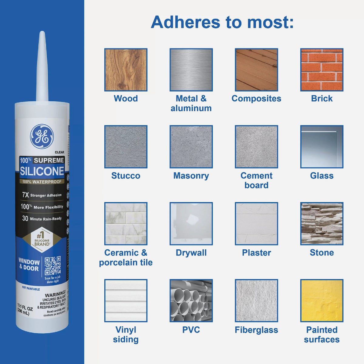 GE Supreme Silicone Window & Door Sealant, Clear, 10.1  Oz. Cartridge Image 5