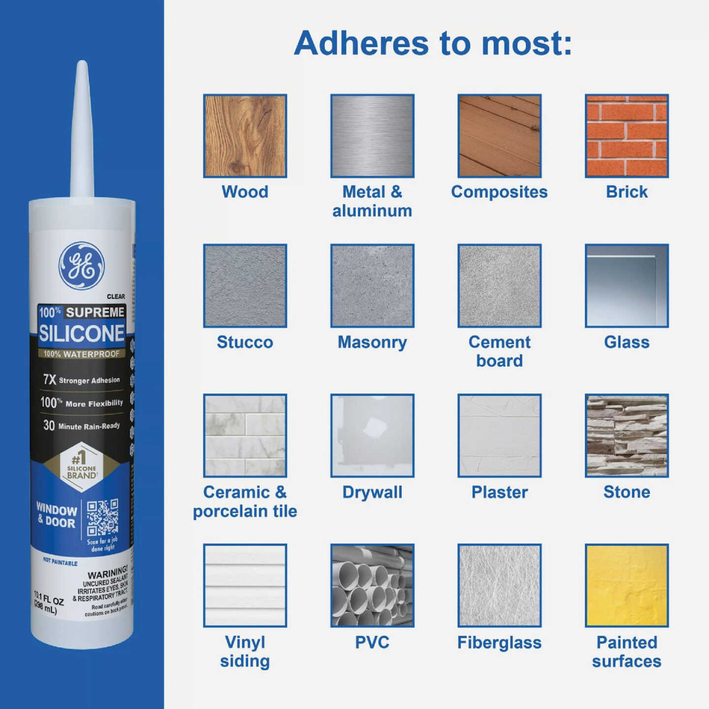 GE Supreme Silicone Window & Door Sealant, Clear, 10.1 Oz. Cartridge Image 5