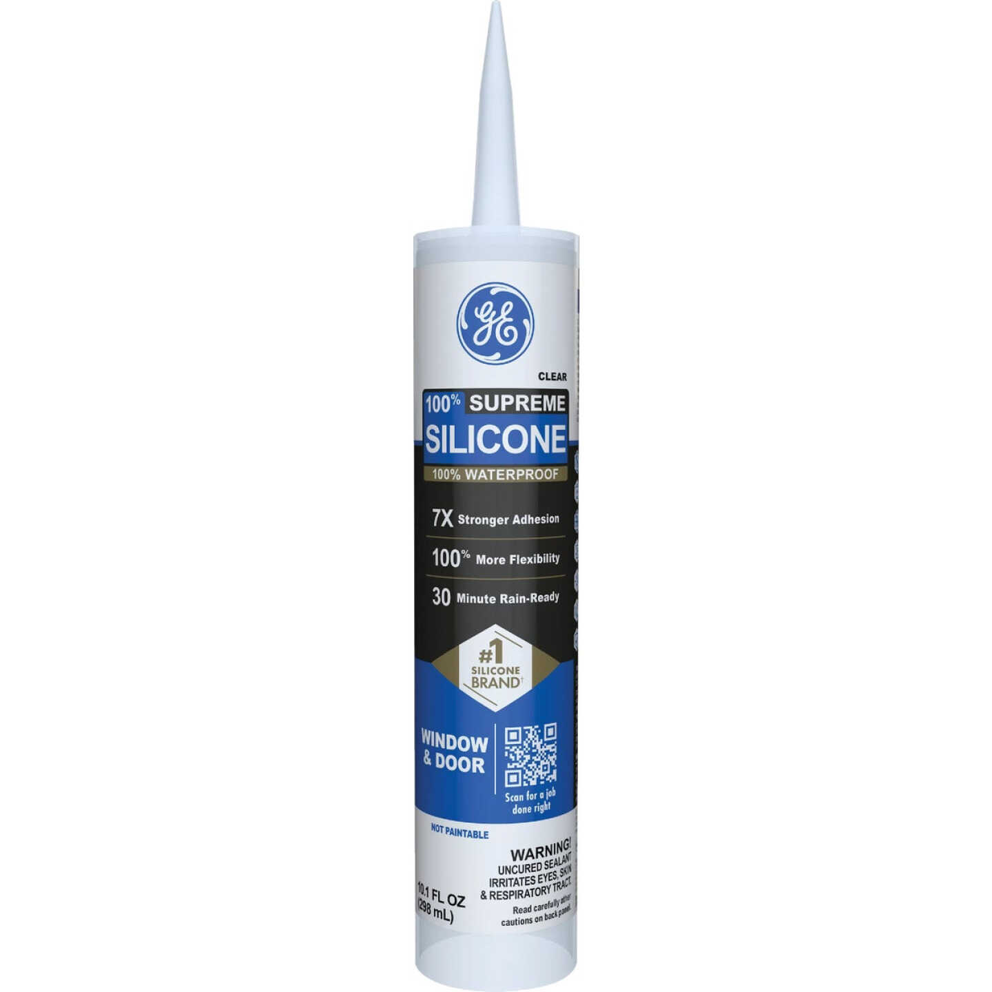 GE Supreme Silicone Window & Door Sealant, Clear, 10.1 Oz. Cartridge Image 1