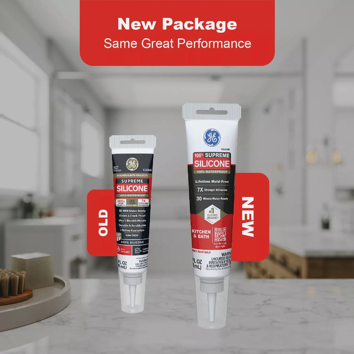 GE Supreme Silicone Kitchen & Bath Sealant, White, 2.8  Oz. Tube Image 5