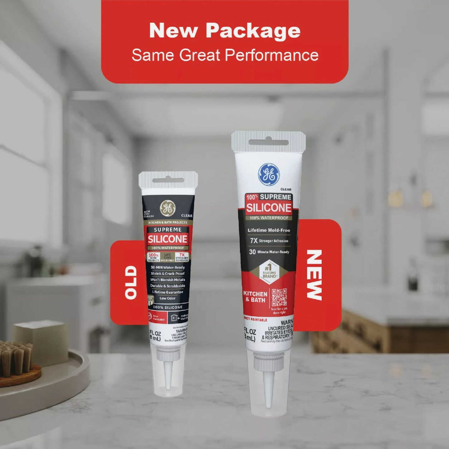 GE Supreme Silicone Kitchen & Bath Sealant, White, 2.8 Oz. Tube Image 5