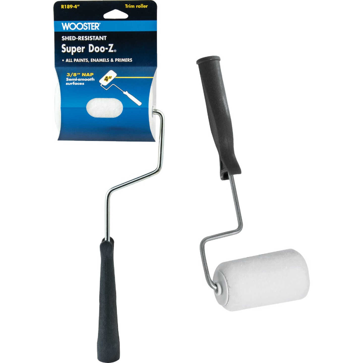 Wooster Super Doo-Z 4 In. Woven Paint Roller Cover & Frame Image 1