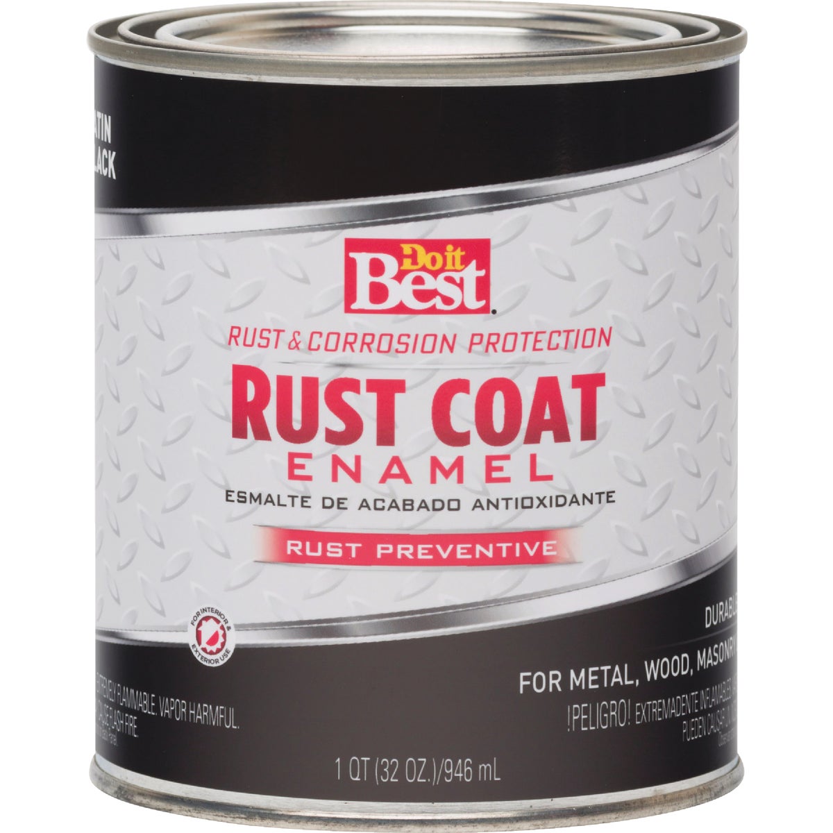 Do it Best Rust Coat Oil-Based Satin Enamel, Black, 1 Qt. Image 2