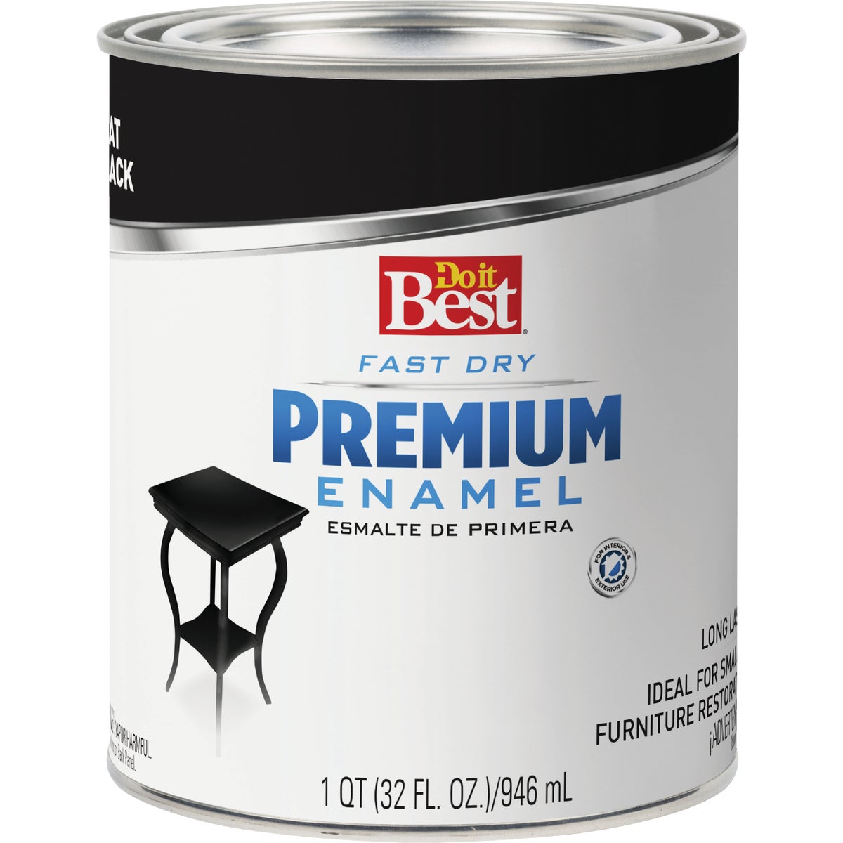 Do it Best Fast Dry Acrylic Latex Flat Premium Enamel, Black, 1 Qt.