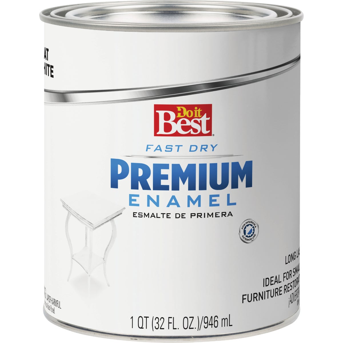 Do it Best Fast Dry Acrylic Latex Flat Premium Enamel, White, 1 Qt.