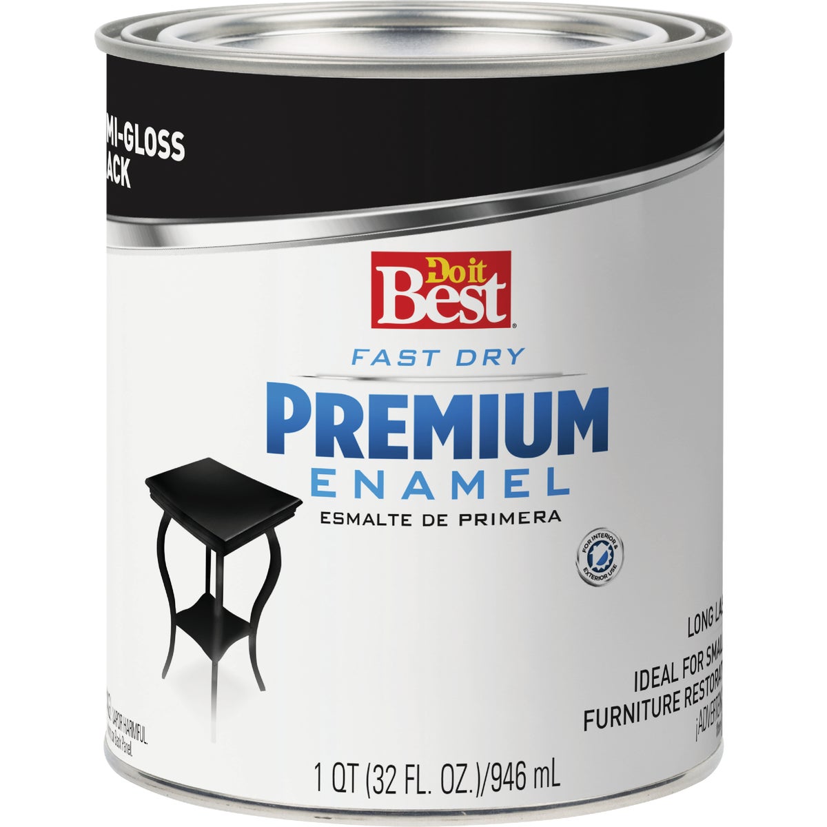 Do it Best Fast Dry Acrylic Latex Semi-Gloss Premium Enamel, Black, 1 Qt.
