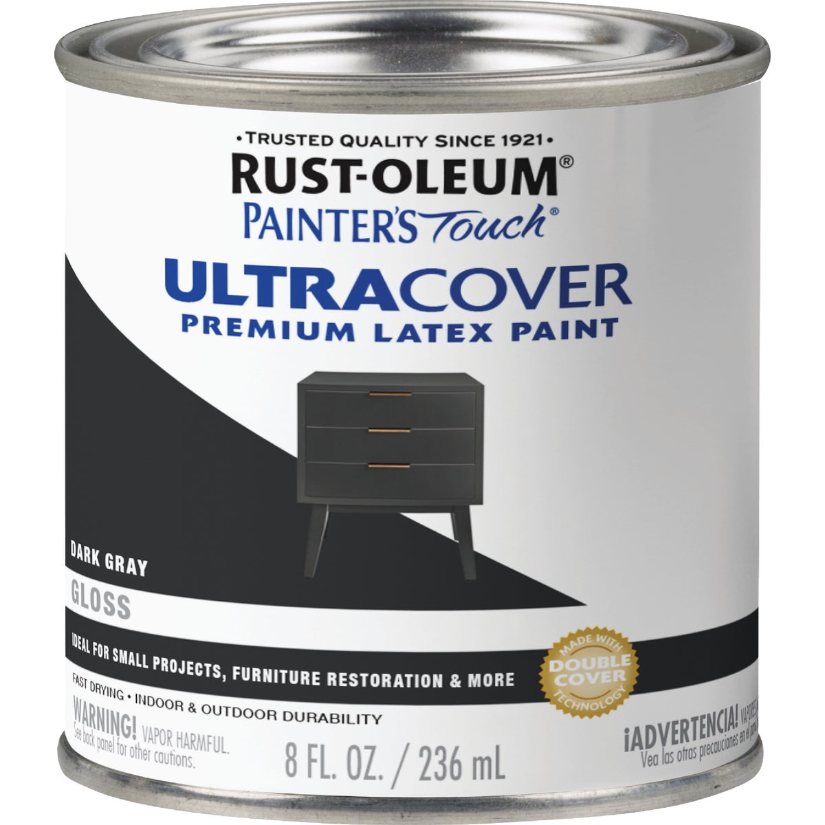 Rust-Oleum Painter's Touch 2X Ultra Cover Premium Latex Paint, Dark Gray, 1/2 Pt. Image 7