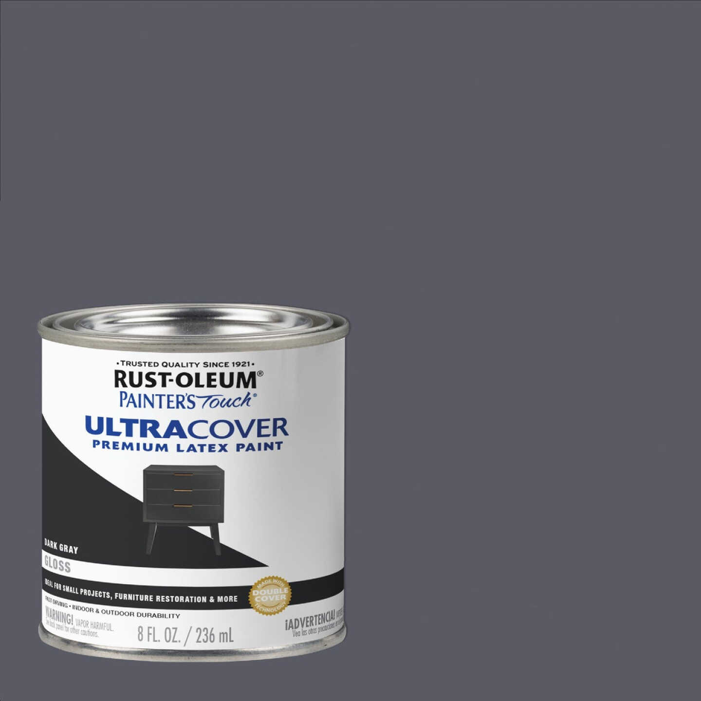 Rust-Oleum Painter's Touch 2X Ultra Cover Premium Latex Paint, Dark Gray, 1/2 Pt. Image 1