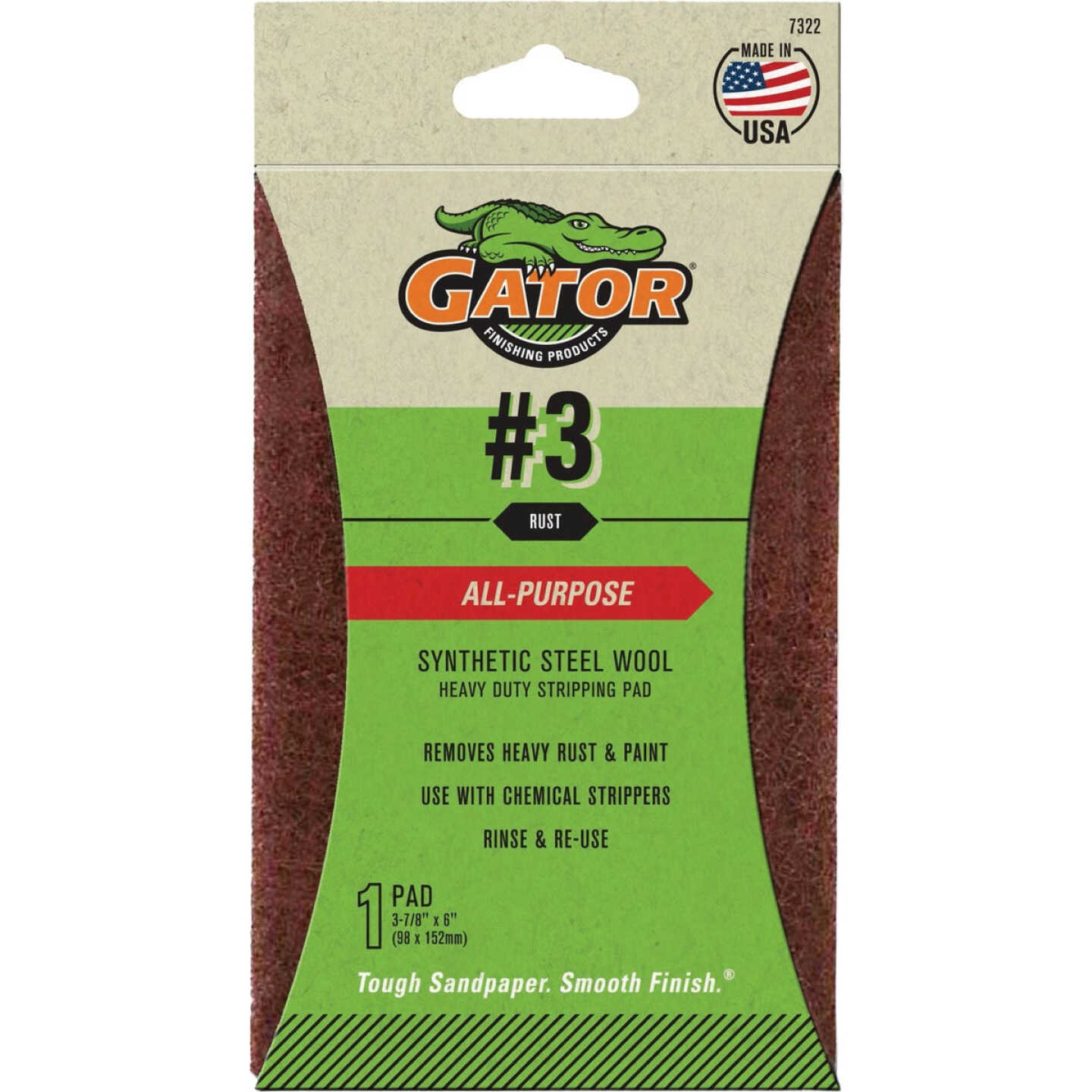 Gator 3-7/8 In. x 6 In. Heavy Stripping Synthetic Steel Wool, #3 Coarse Image 1