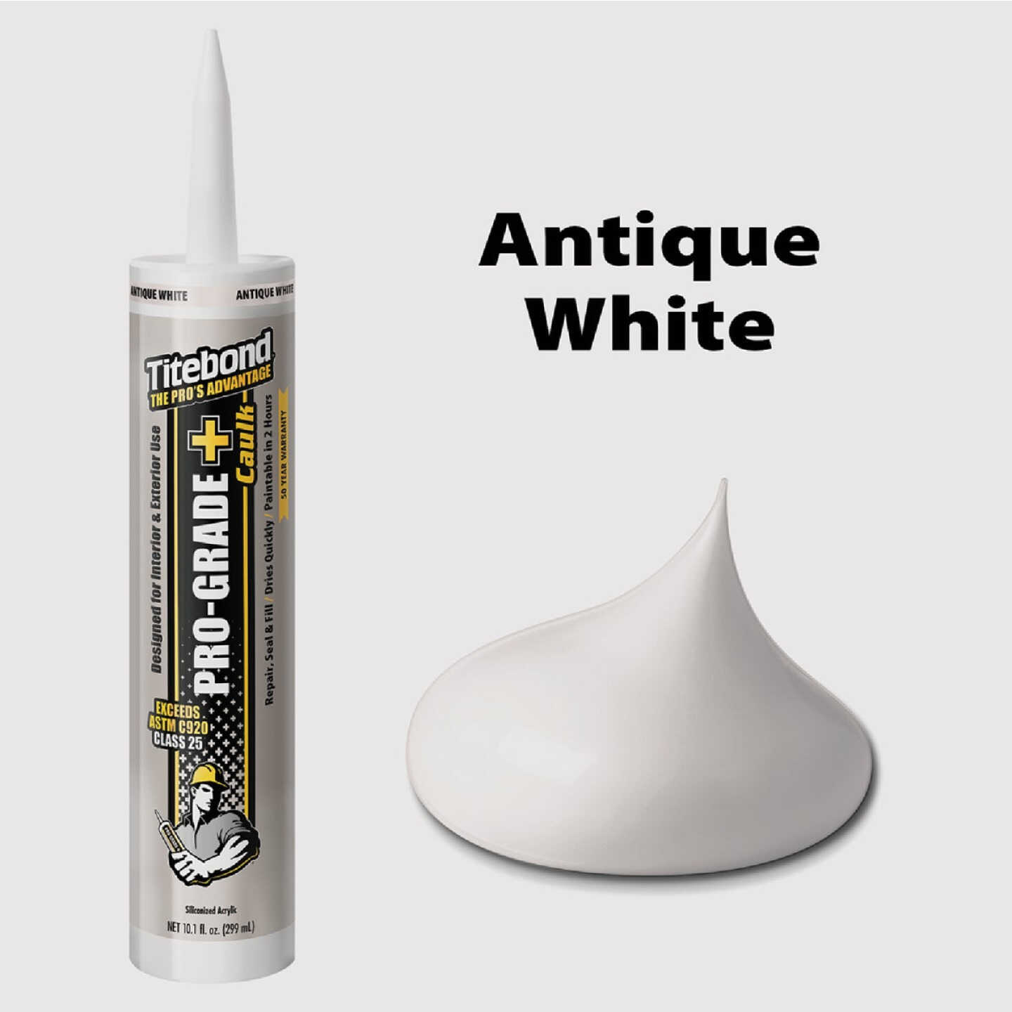 Titebond Pro-Grade Plus 10.1 Oz. Silicone Caulk, Antique White Image 1