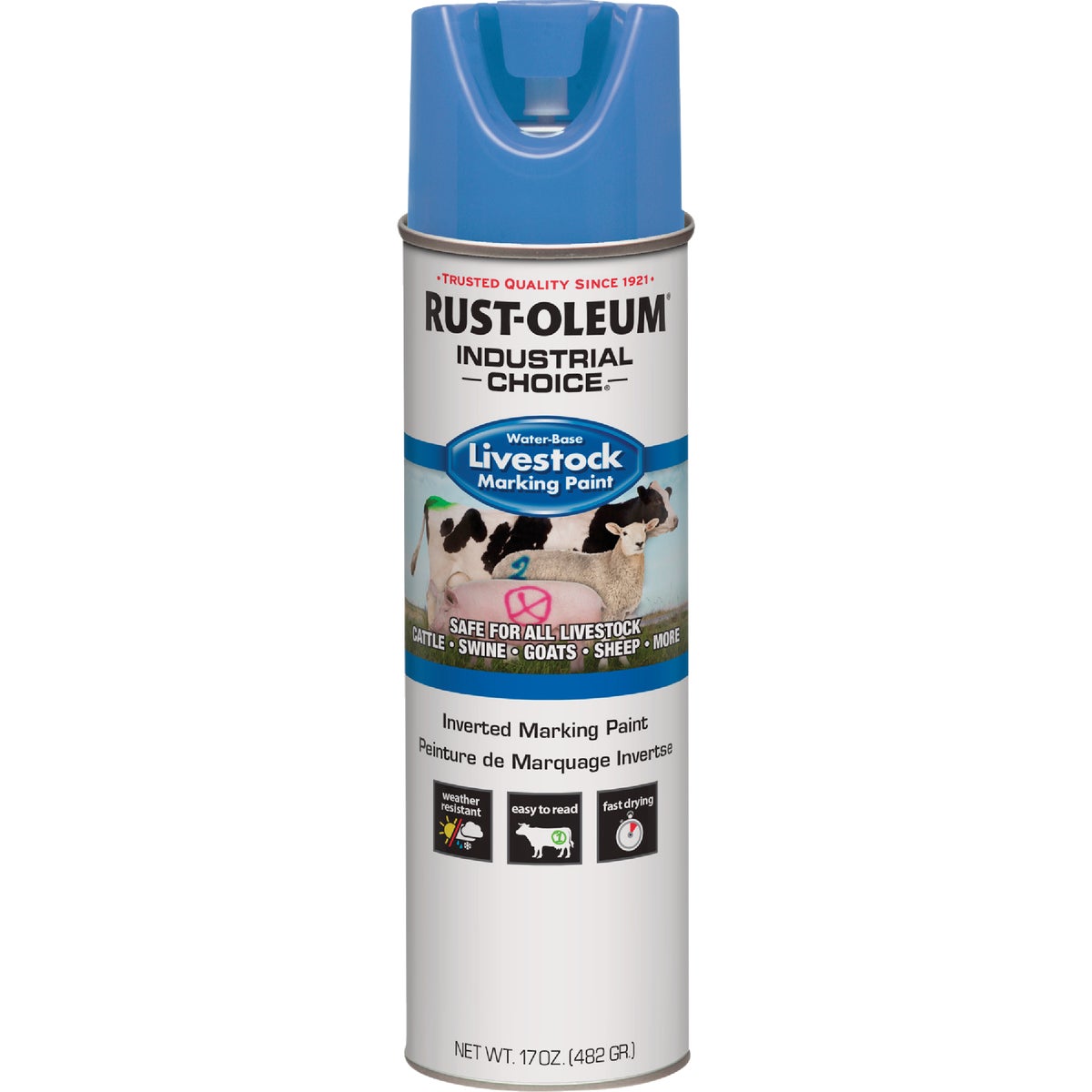 Rust-Oleum Industrial Choice 17 Oz. Fluorescent Blue Livestock Marking Paint