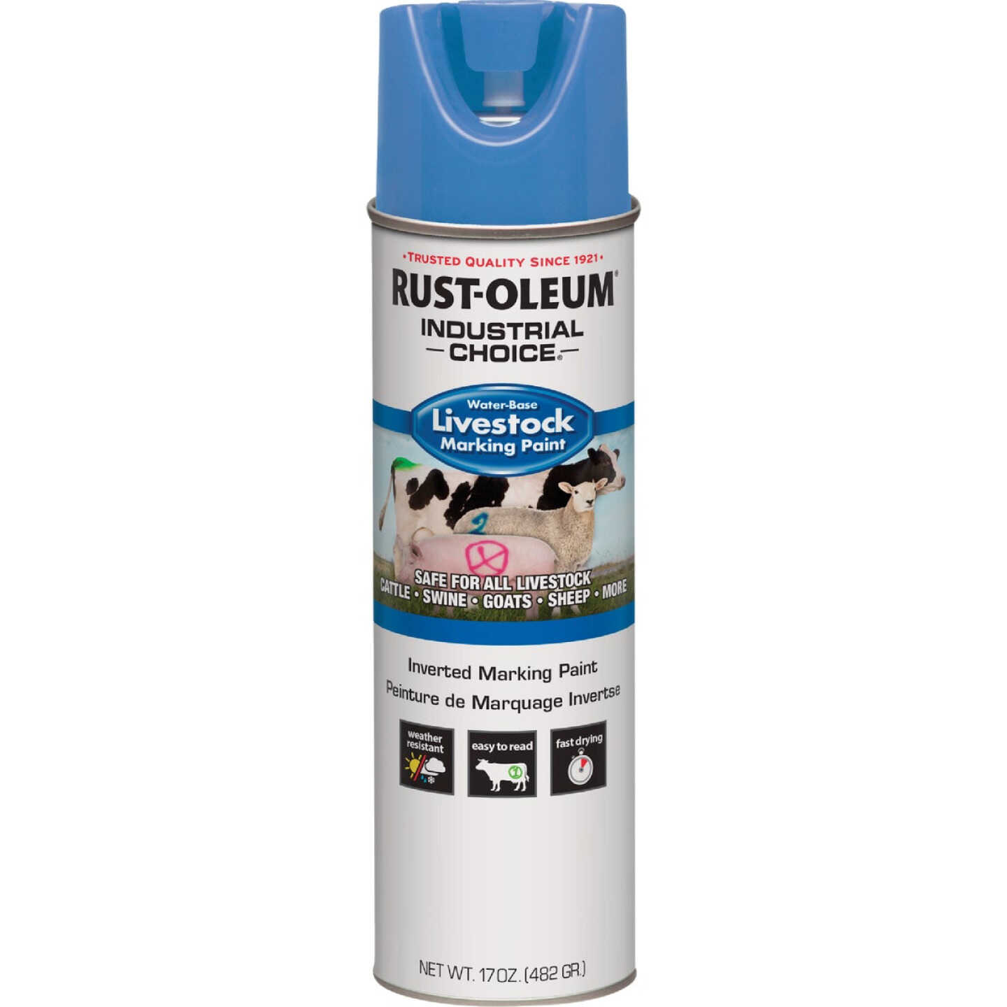 Rust-Oleum Industrial Choice 17 Oz. Fluorescent Blue Livestock Marking Paint Image 1
