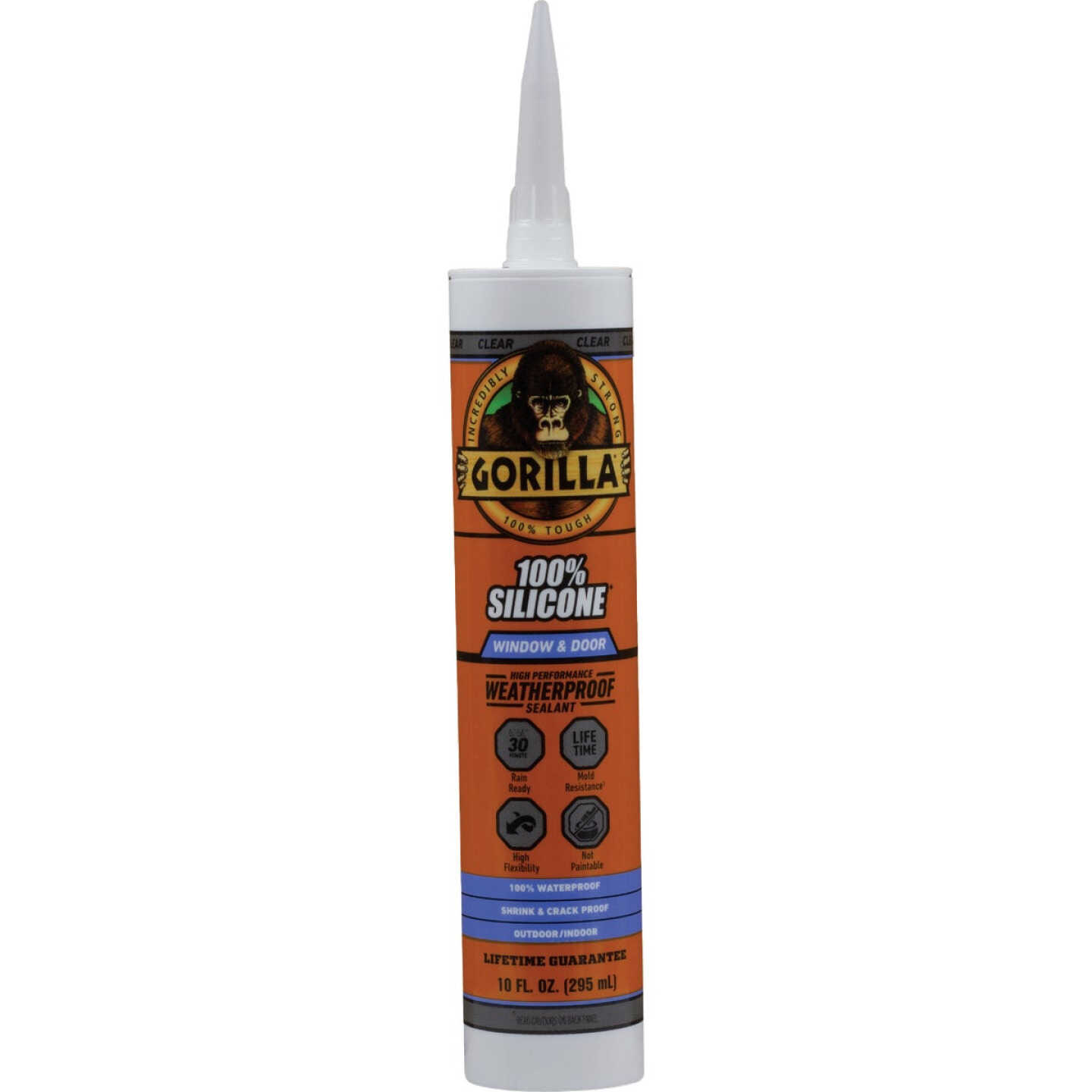 Gorilla 10 Oz. Window & Door Silicone Sealant Cartridge, Clear Image 1