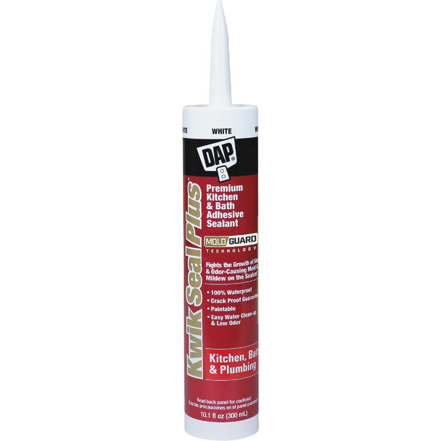 DAP Kwik Seal Plus 10.1 Oz. Brighter White Premium Kitchen & Bath Adhesive Sealant Image 1