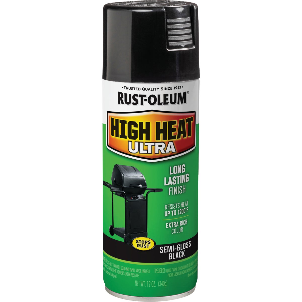 Rust-Oleum Semi-Gloss Ultra Black 12 Oz. High Heat Spray Paint Image 3
