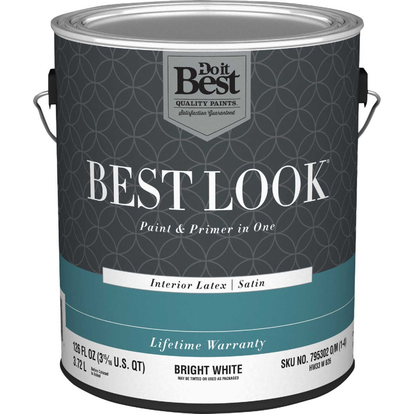Best Look Latex Premium Paint & Primer In One Satin Interior Wall Paint, Bright White, 1 Gal. Image 1