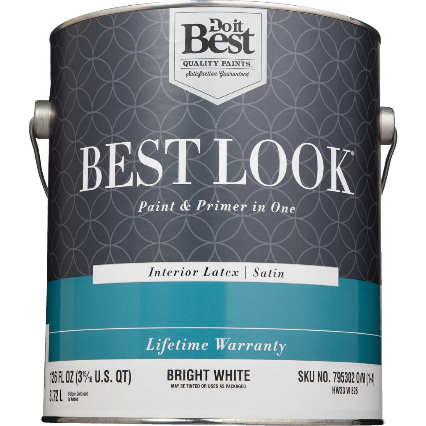 Best Look Latex Premium Paint & Primer In One Satin Interior Wall Paint, Bright White, 1 Gal. Image 2