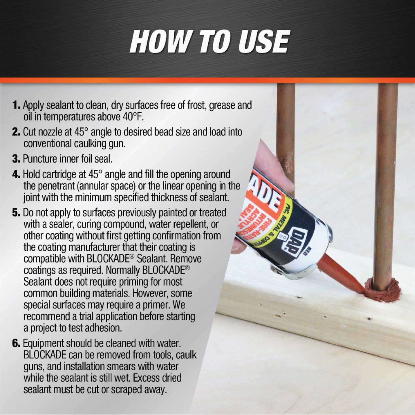 Dap Blockade 10.1 Oz. Fire-Rated Intumescent Sealant, Red Image 3