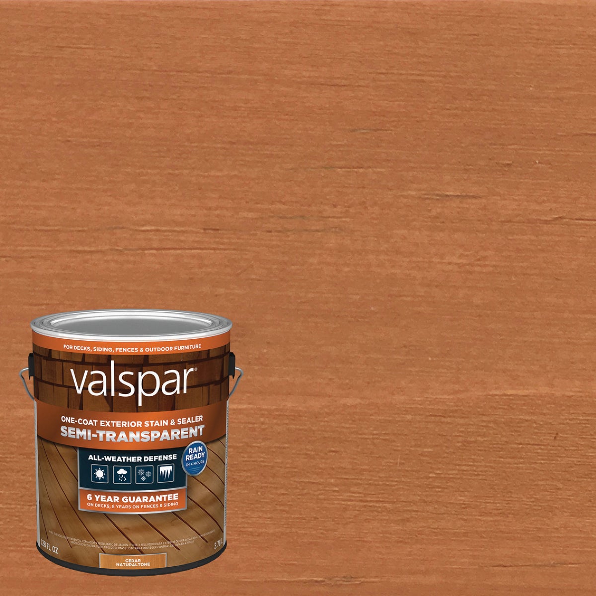 Valspar Semi Transparent Deck Stain, Cedar Natural Tone, 1 Gal. Image 1