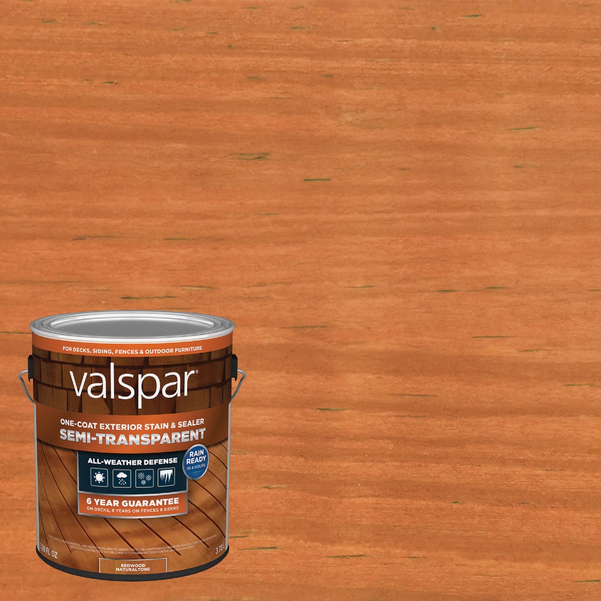 Valspar Semi Transparent Deck Stain, Redwood, 1 Gal. Image 12