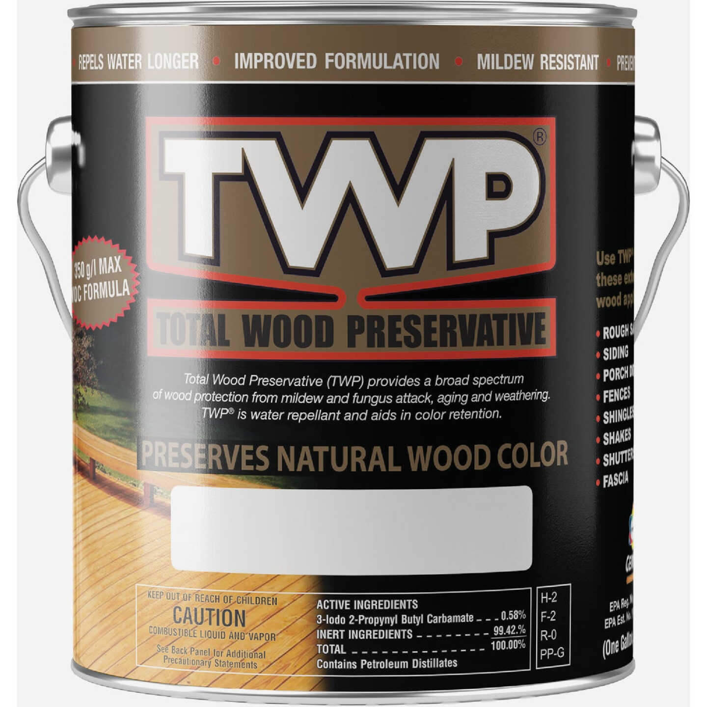 TWP 1500 Series Low VOC Wood Preservative Deck Stain, Rustic, 1 Gal. Image 1