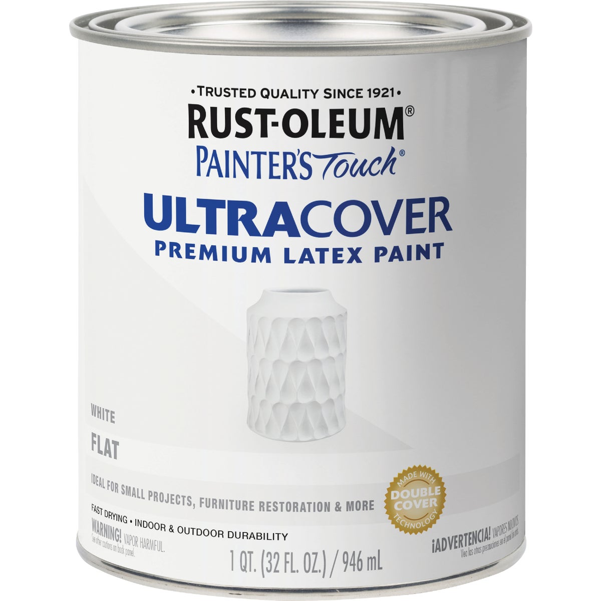 Rust-Oleum Painter's Touch 2X Ultra Cover Premium Latex Paint, Flat White, 1 Qt. Image 7