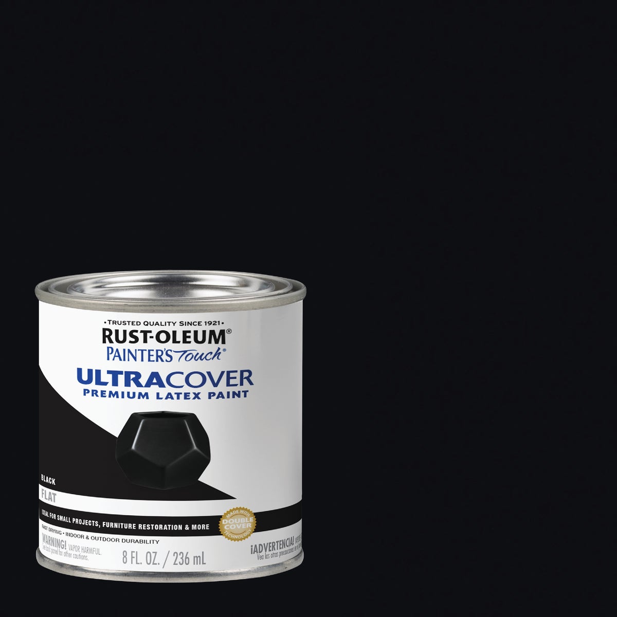 Rust-Oleum Painter's Touch 2X Ultra Cover Premium Latex Paint, Flat Black, 1/2 Pt.