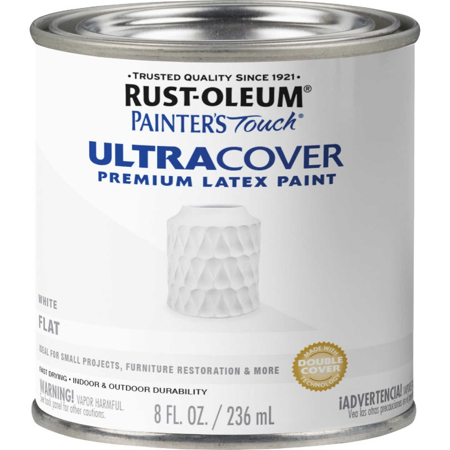 Rust-Oleum Painter's Touch 2X Ultra Cover Premium Latex Paint, Flat White, 1/2 Pt. Image 7