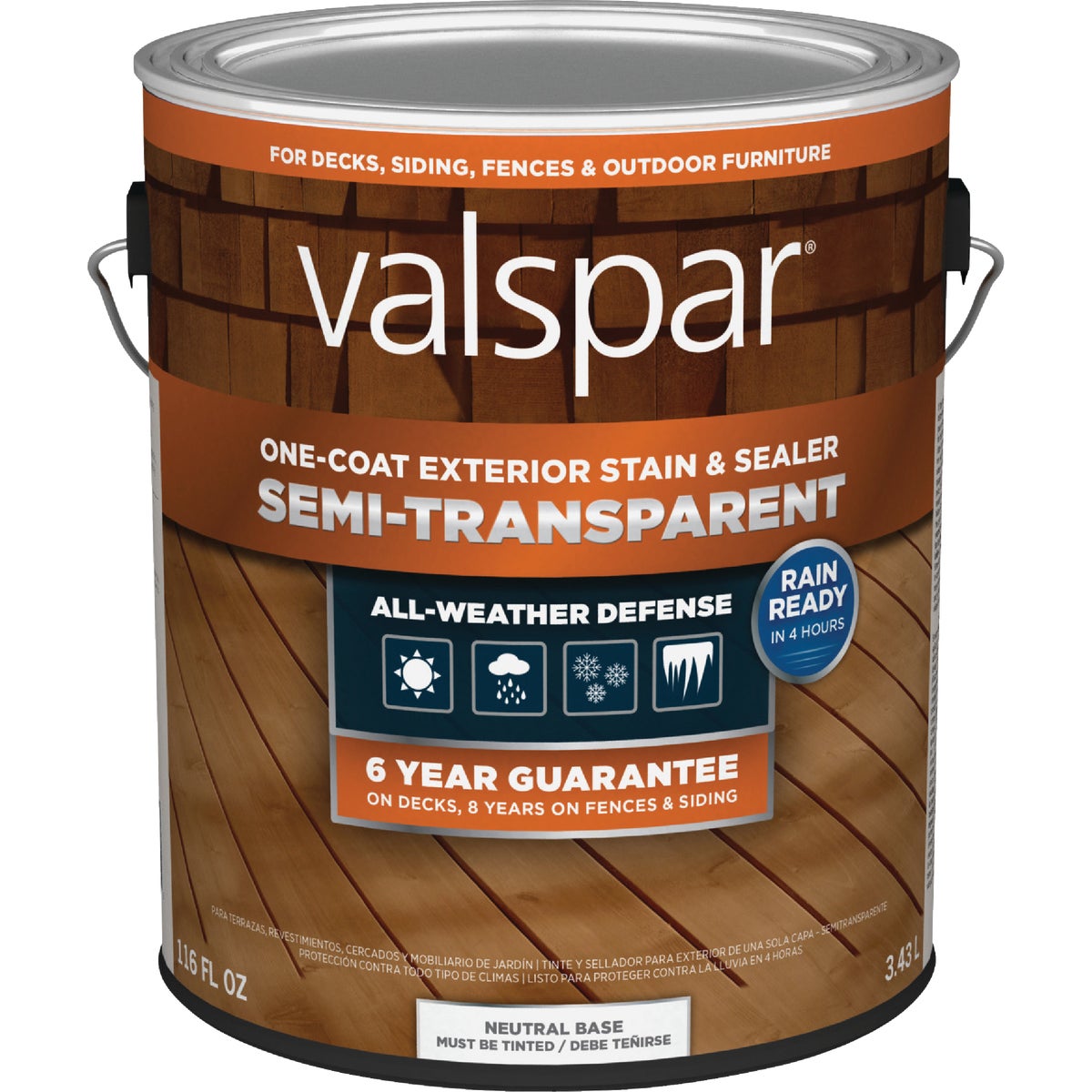 Valspar Semi Transparent Deck Stain, Neutral Tint Base, 1 Gal. Image 4