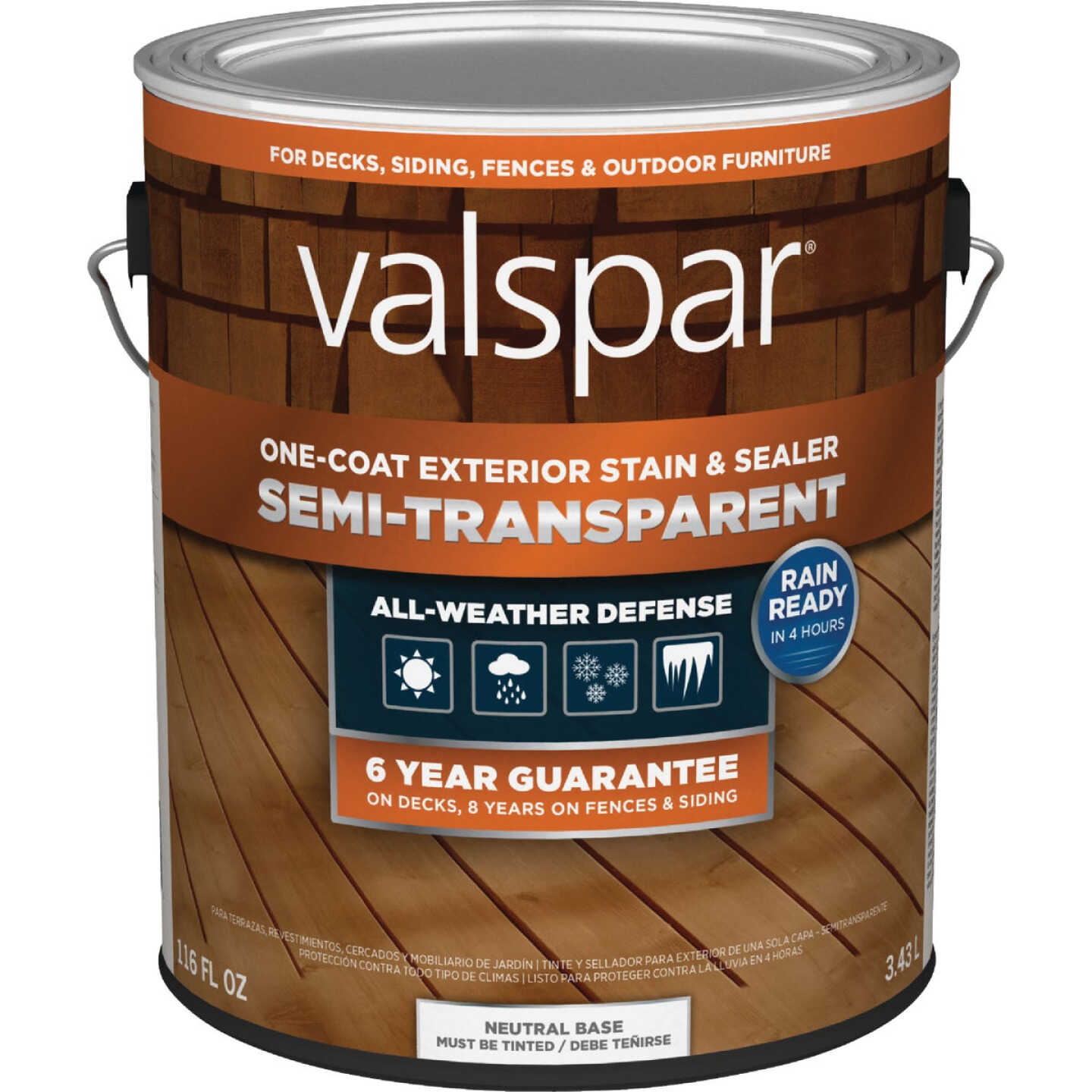 Valspar Semi Transparent Deck Stain, Neutral Tint Base, 1 Gal. Image 4