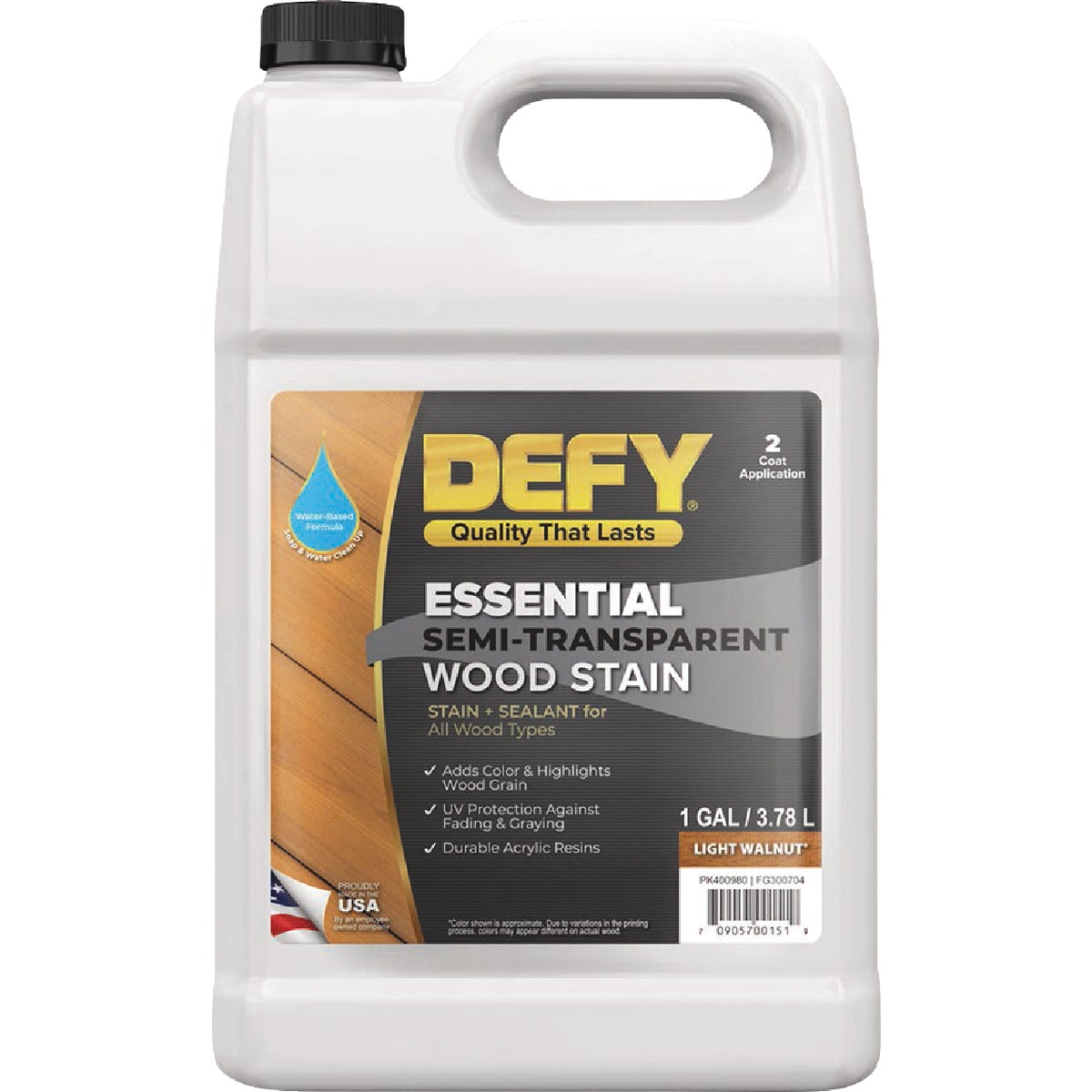 Defy Essential Semi-Transparent Wood Stain, Light Walnut, 1 Gal. Image 1