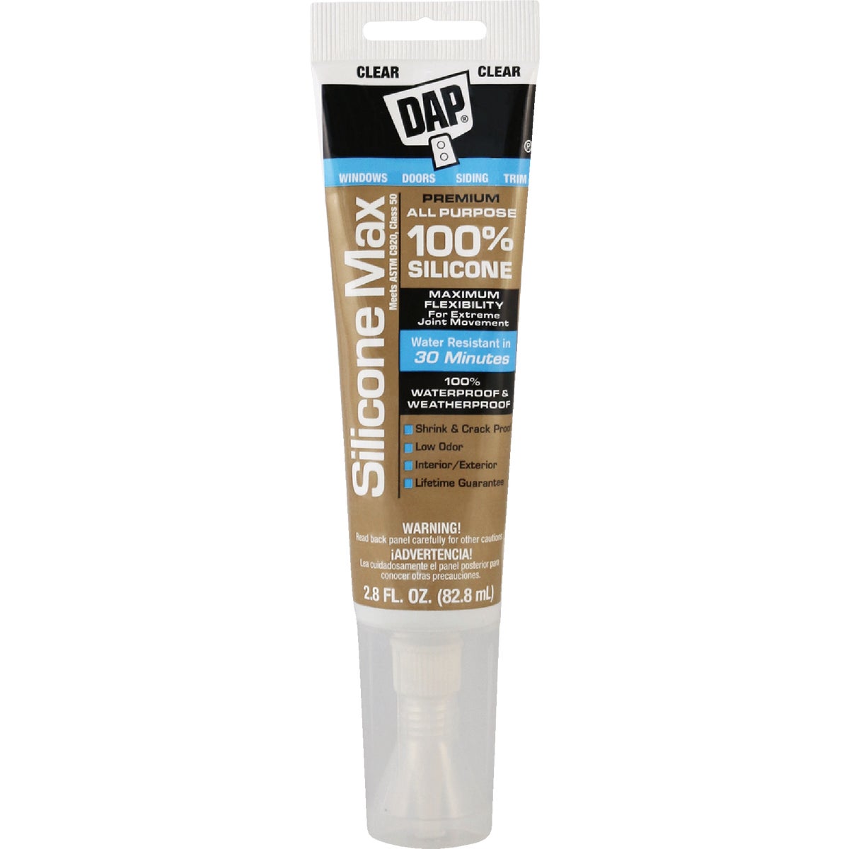 DAP Silicone Max 2.8 Oz. Clear Premium All Purpose 100% Silicone Sealant Image 1