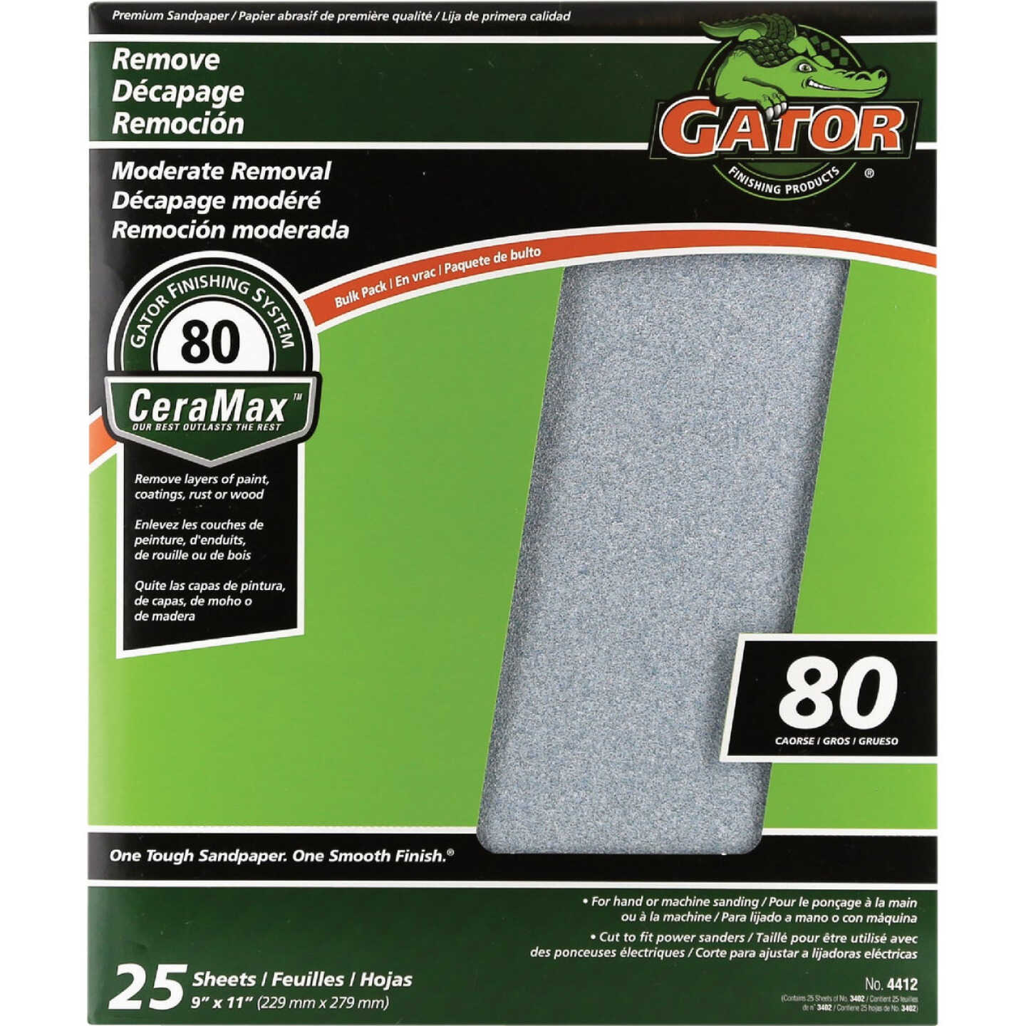 GatorGrit 9 In. x 11 In. Coarse 80-Grit Premium Ceramic Sandpaper (25-Pack) Image 1