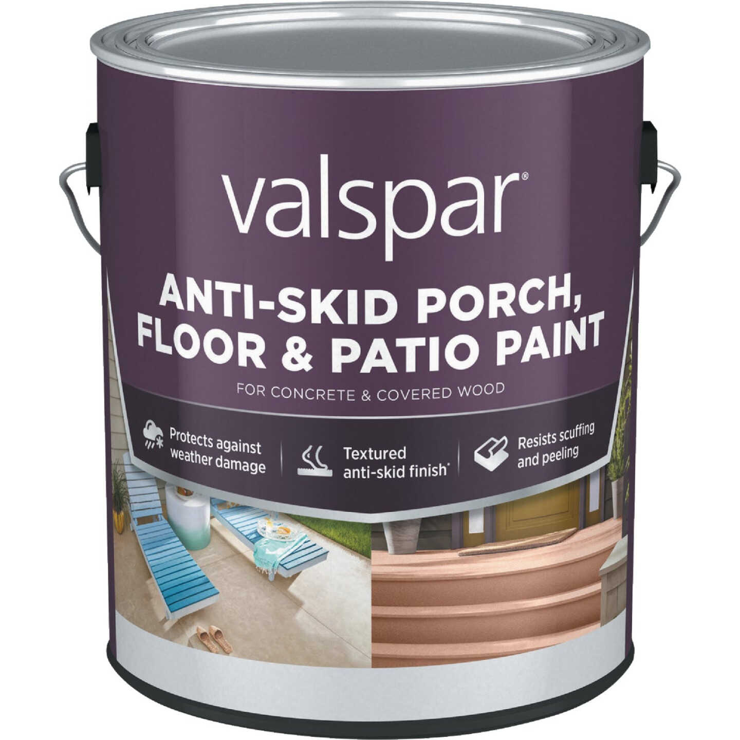 Valspar Anti-Skid Flat Latex Porch, Floor & Patio Paint, Ultra White, 1 Gal. Image 1