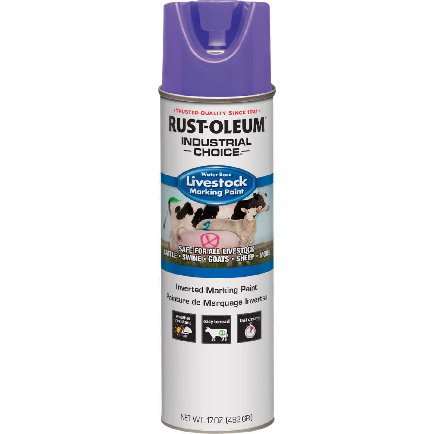 Rust-Oleum Industrial Choice 17 Oz. Fluorescent Purple Livestock Marking Paint Image 1