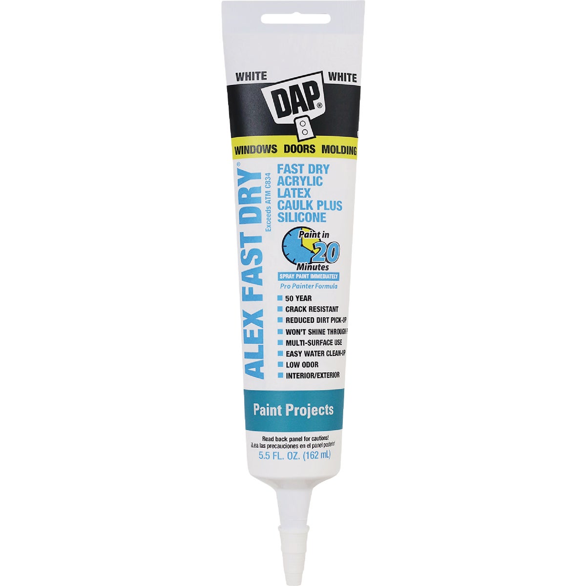 Dap Alex Fast Dry 5.5 Oz. White Siliconized Acrylic Latex Caulk 