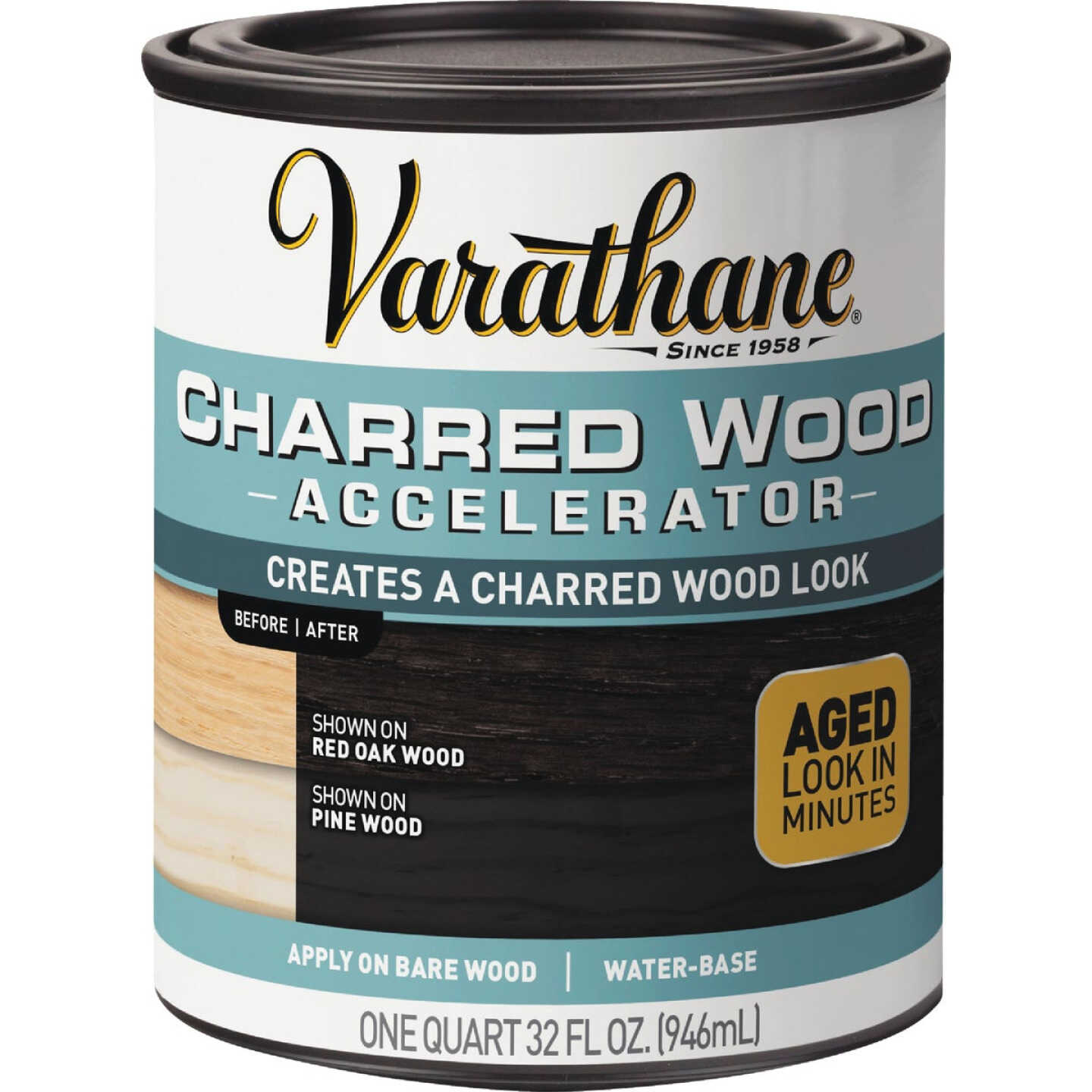 Varathane Charred Wood Accelerator Stain, Black, 1 Qt. Image 2