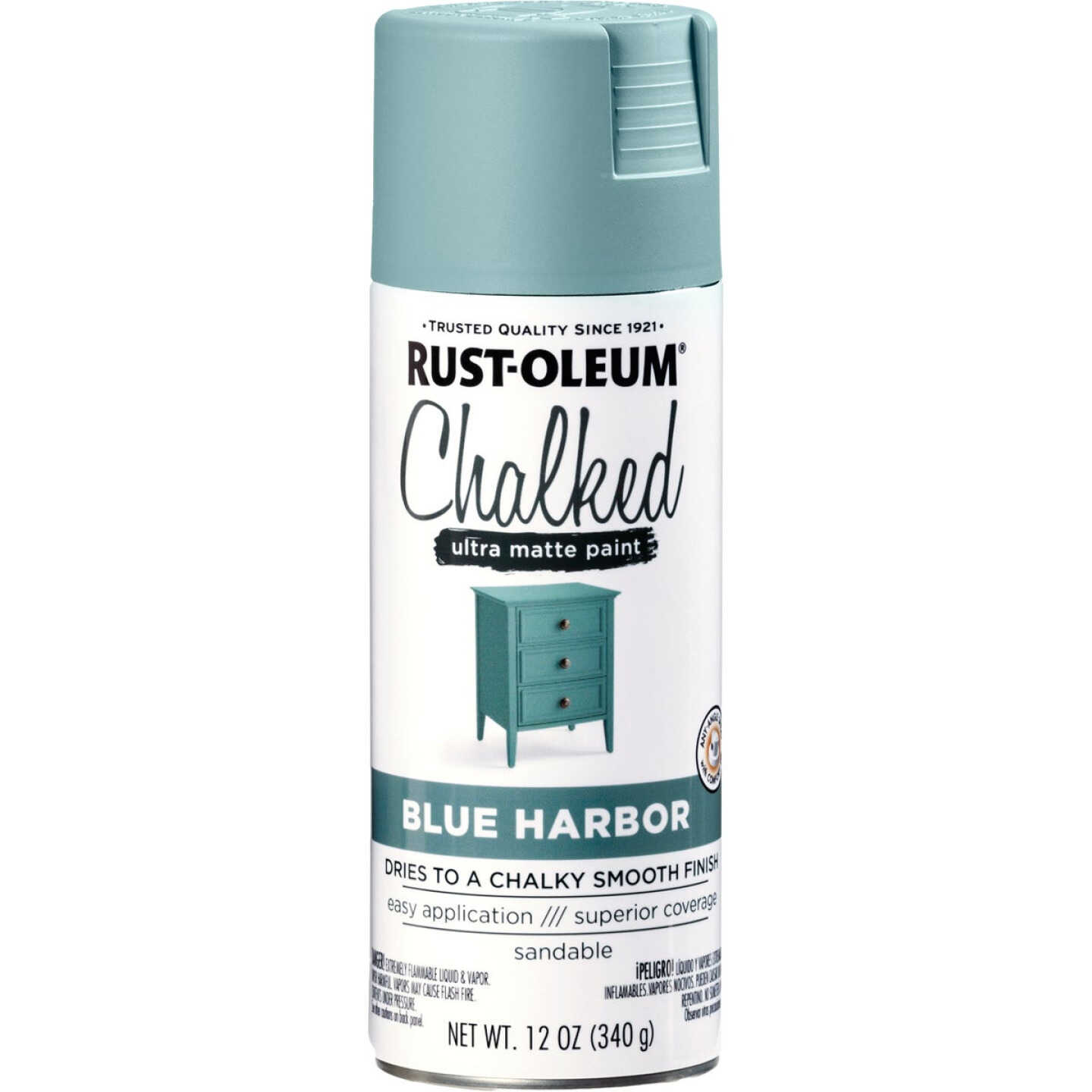 Rust-Oleum Chalked 12 Oz. Ultra Matte Spray Paint, Blue Harbor Image 1