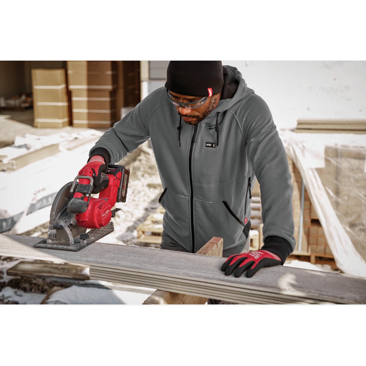 Milwaukee M12 Men's Gray Cordless Heated Hoodie Kit, 2XL Image 4