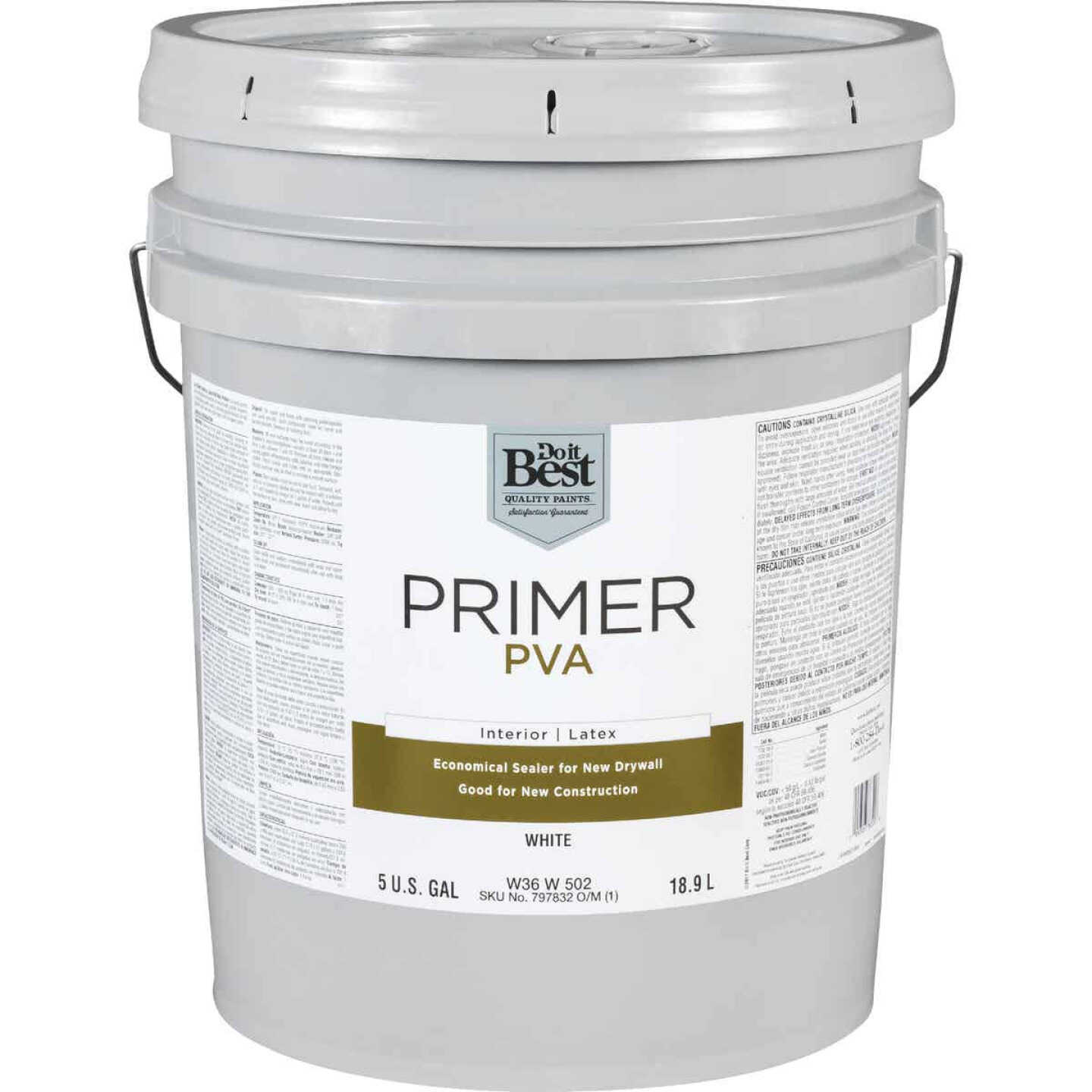 Do it Best PVA Interior Latex Drywall Primer, White, 5 Gal. Image 1